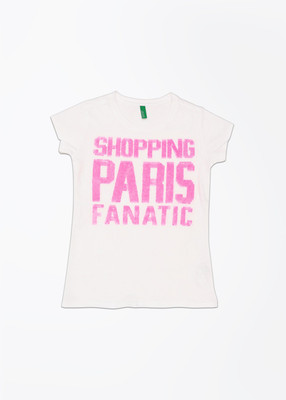 

United Colors of Benetton Girls Solid T Shirt(White, 101
