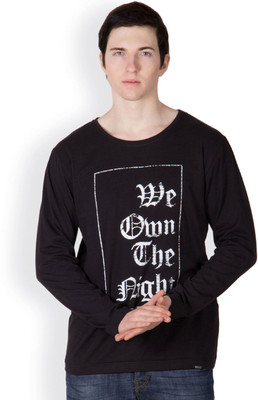 

Rigo Printed Men's Round Neck Black T-Shirt
