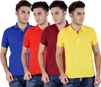 

Sanvi Traders Solid Men Polo Neck Multicolor T-Shirt(Pack of 4