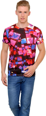 

Can Can Graphic Print Men' Round Neck Multicolor T-Shirt, White