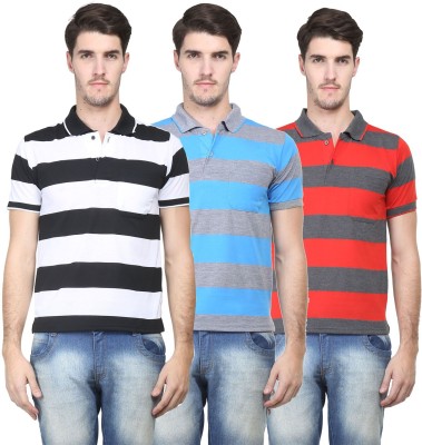 

Vimal Striped Men's Polo Neck Multicolor T-Shirt(Pack of 3