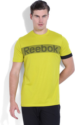

REEBOK Printed Men's Round Neck Light Green T-Shirt, Vital green