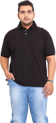 

John Pride Solid Men's Polo Neck Black T-Shirt