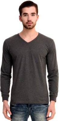 

Mi Moda Solid Men's V-neck Grey T-Shirt