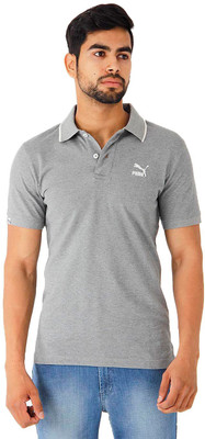 

Puma Solid Men's Polo Neck Grey T-Shirt, Medium gray heather