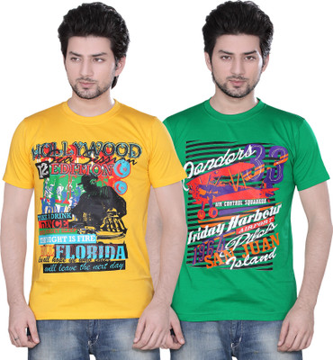 

Zebu Printed Men's Round Neck Multicolor T-Shirt(Pack of 2