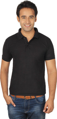 

Quetzal Solid Men's Polo Neck Black T-Shirt
