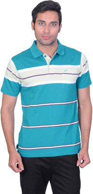

Proline Striped Men's Polo Neck Green T-Shirt