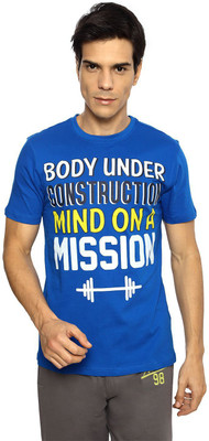 

Ajile by Pantaloons Printed Men' Round Neck Dark Blue T-Shirt, Cobalt blue