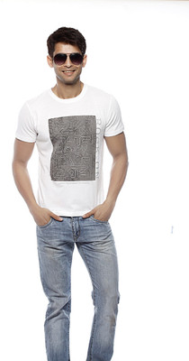 

Gritstones Printed Men's Round Neck White T-Shirt