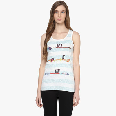 

Honey By Pantaloons Striped Women's Round Neck Beige T-Shirt