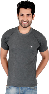 

Awack Solid Men's Round Neck Grey T-Shirt