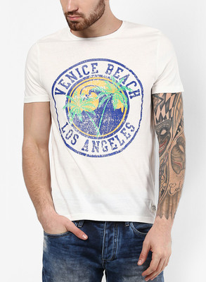 

Jack & Jones Graphic Print Men's Round Neck White T-Shirt, Cloud dancer