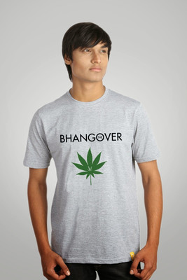 

Campus Sutra Printed Men Round Neck Grey T-Shirt
