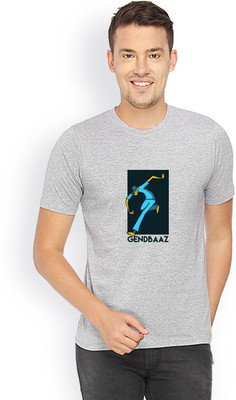 

Campus Sutra Printed Men Round Neck Grey T-Shirt
