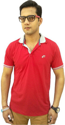 Brandonn Solid Men' Polo Neck Red T-Shirt