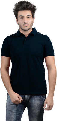 

DS WORLD Solid Men' Polo Neck Dark Blue T-Shirt, Navy blue
