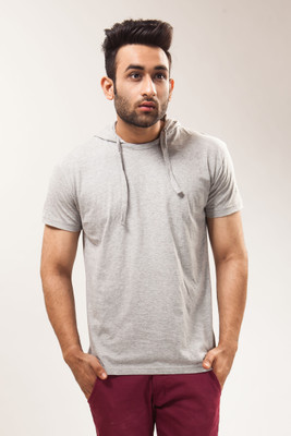 

Unisopent Designs Solid Men' Hooded Grey T-Shirt