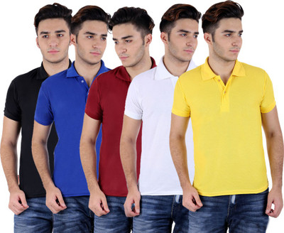 

Sanvi Traders Solid Men Polo Neck Multicolor T-Shirt(Pack of 5