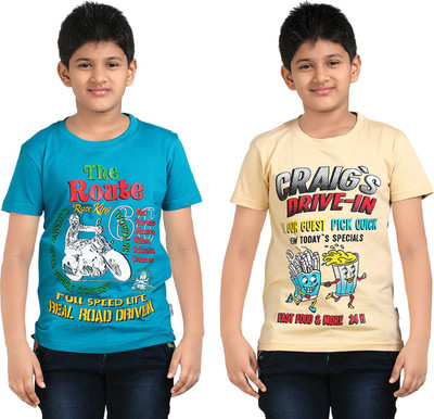 

FabTag - Dongli Boys Printed T Shirt(Beige, Pack of 2, Combo color