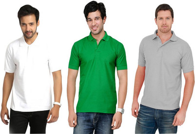 

Keepsake Solid Men's Polo Neck Multicolor T-Shirt(Pack of 3, B white