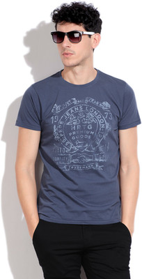 

Pepe Jeans Printed Men's Round Neck Blue T-Shirt, Indigo