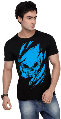 

Inkovy Graphic Print Men' Round Neck Black T-Shirt