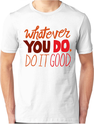 Foscous Printed Men' Round Neck White T-Shirt