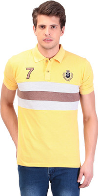 

TAG-7 Solid Men Polo Neck Yellow T-Shirt