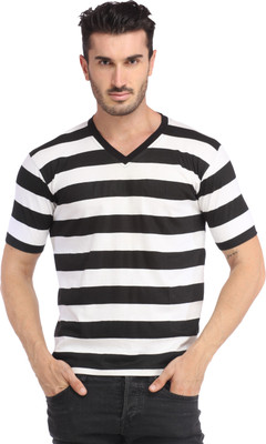 

Leana Solid Men's V-neck White, Black T-Shirt, Black;white