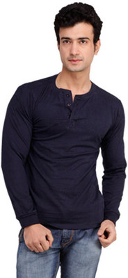 

Inkovy Solid Men' Henley Dark Blue T-Shirt, Navy blue