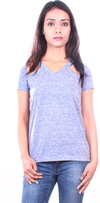 

AR2 Solid Women's V-neck Grey T-Shirt, Melange grey