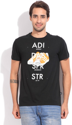 

ADIDAS ORIGINALS Printed Men's Round Neck Black T-Shirt