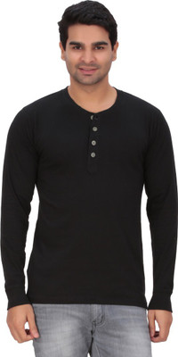 

DNA Solid Men' Henley Black T-Shirt
