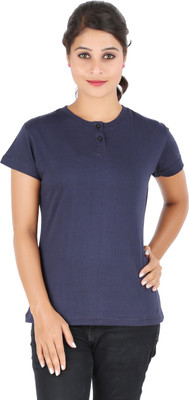 

Ap'pulse Solid Women' Henley Dark Blue T-Shirt, Navy