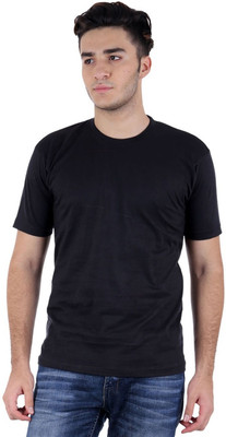 Subu Solid Men's Round Neck Black T-Shirt