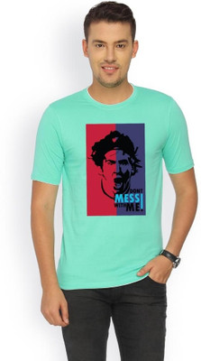 

Campus Sutra Printed Men Round Neck Green T-Shirt