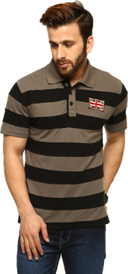 

Gritstones Striped Men's Polo Neck Grey T-Shirt, Grey01