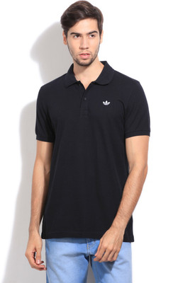 

ADIDAS ORIGINALS Solid Men's Polo Neck Black T-Shirt