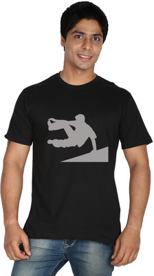 

Trendster Printed Men' Round Neck Black T-Shirt