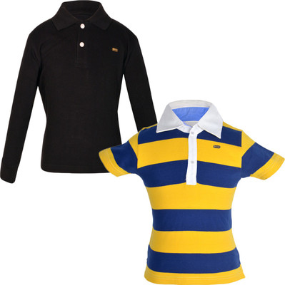 

Gkidz Boys Solid Cotton T Shirt(Multicolor, Pack of 2, Black