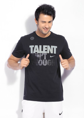 

Nike Printed Men' Round Neck Black T-Shirt