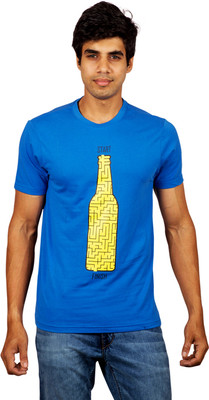 

Red Line Graphic Print Men's Round Neck Blue T-Shirt, Imperial blue