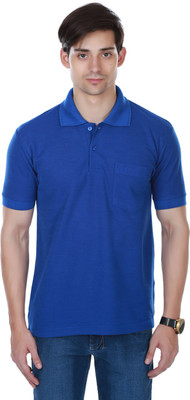 

Cotton County Premium Solid Men's Flap Collar Neck Blue T-Shirt