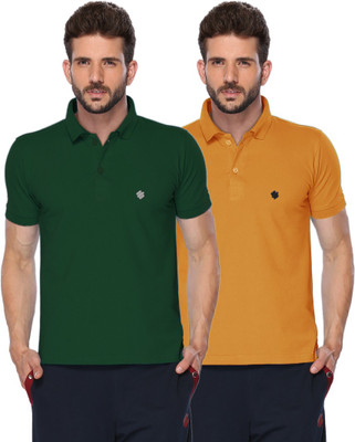 ONN Solid Men Polo Neck Green, Yellow T-Shirt