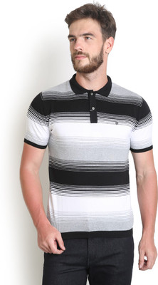 

Blackberrys Striped Men' Polo Neck Black T-Shirt