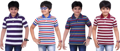 

Dongli Boys Striped T Shirt(Multicolor, Pack of 4), Combo color