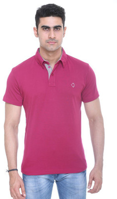 

Colors & Blends Solid Men's Polo Neck Pink T-Shirt, Magenta