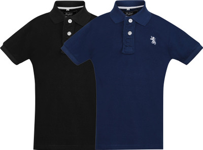 

The Cotton Company Boys Solid T Shirt(Black, Pack of 2, Black and royalblue
