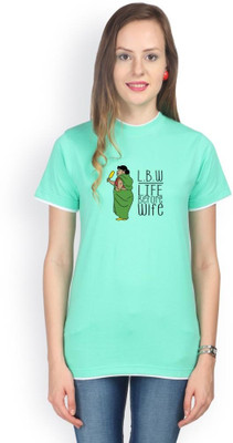 

Campus Sutra Solid Women' Round Neck Green T-Shirt, Sea green